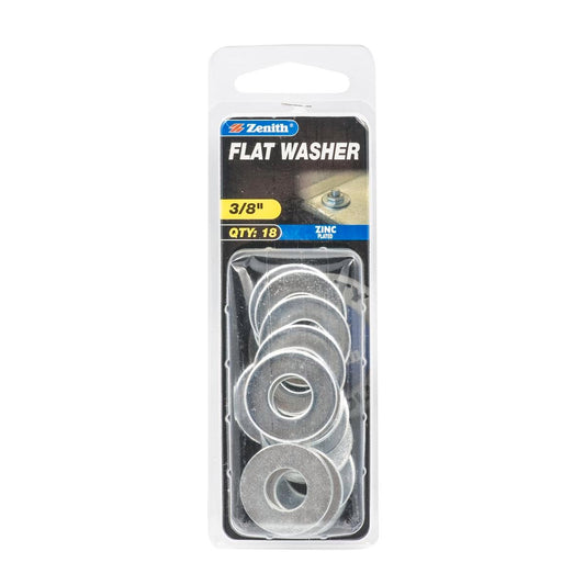 Zenith Flat Washer - 3/8 x 1 - 18 Pack - Zinc Plated - Load Distribution - Auzzistore