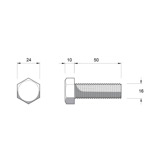 Zenith M16 Hot Dip Galvanised Hex Head Bolts and Nuts 12 Pack - 50mm - Rust Resistant – view 2 - Auzzistore