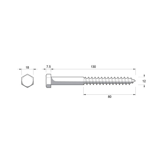 Zenith M12 Hex Head Coach Screws - 130mm - Hot Dip Galvanised - Heavy-Duty – view 2 - Auzzistore