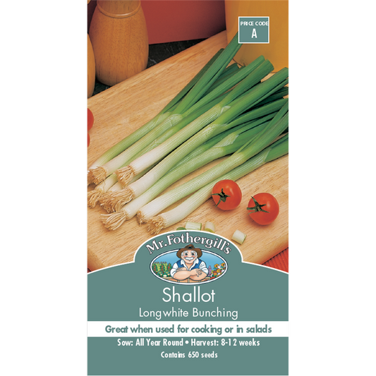 Mr Fothergill Longwhite Bunching Shallot Seeds 75mm Green Versatile - Auzzistore