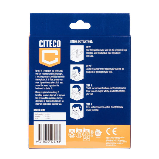 Citeco P2 Valved Respirator 10 Pack - AS/NZS 1716:2012 - 140mm x 180mm – view 2 - Auzzistore