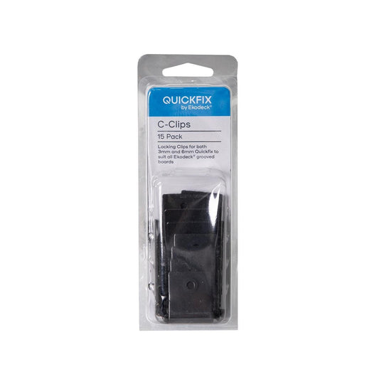 Quickfix Ekodeck C Clips 15 Pack - 40mm x 30mm x 100mm - Black - Concealed Finish - Auzzistore