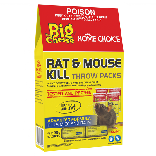 The Big Cheese Rat & Mouse Kill - 4 x 25g - Rodenticide - Easy Baiting - Auzzistore