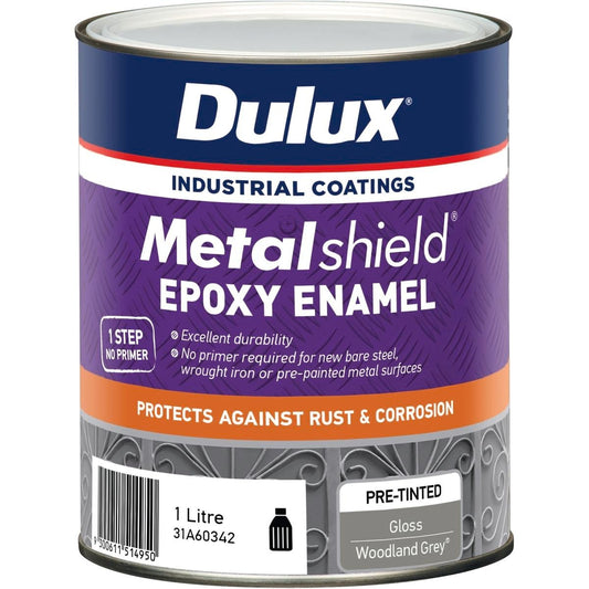 Dulux Metalshield Epoxy Enamel Gloss Paint 1L Woodland Grey Durable