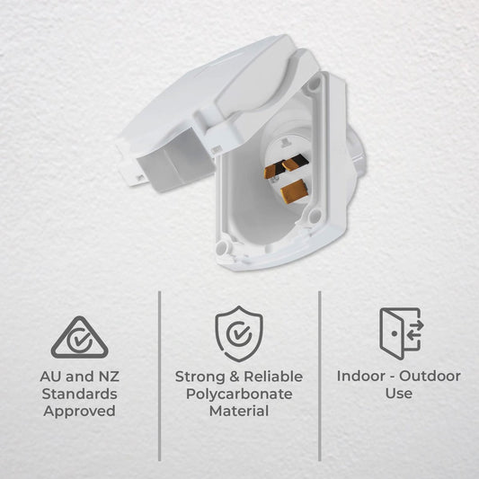 Deta Caravan Inlet - 15A - Polycarbonate - Weatherproof Flap – view 2 - Auzzistore