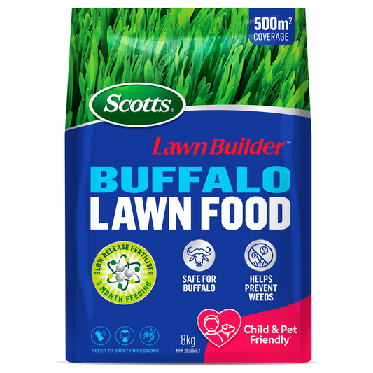 Scotts Lawn Builder 8kg Buffalo Slow Release Fertiliser - Granular - Child Friendly - 3 Month Feed - Auzzistore