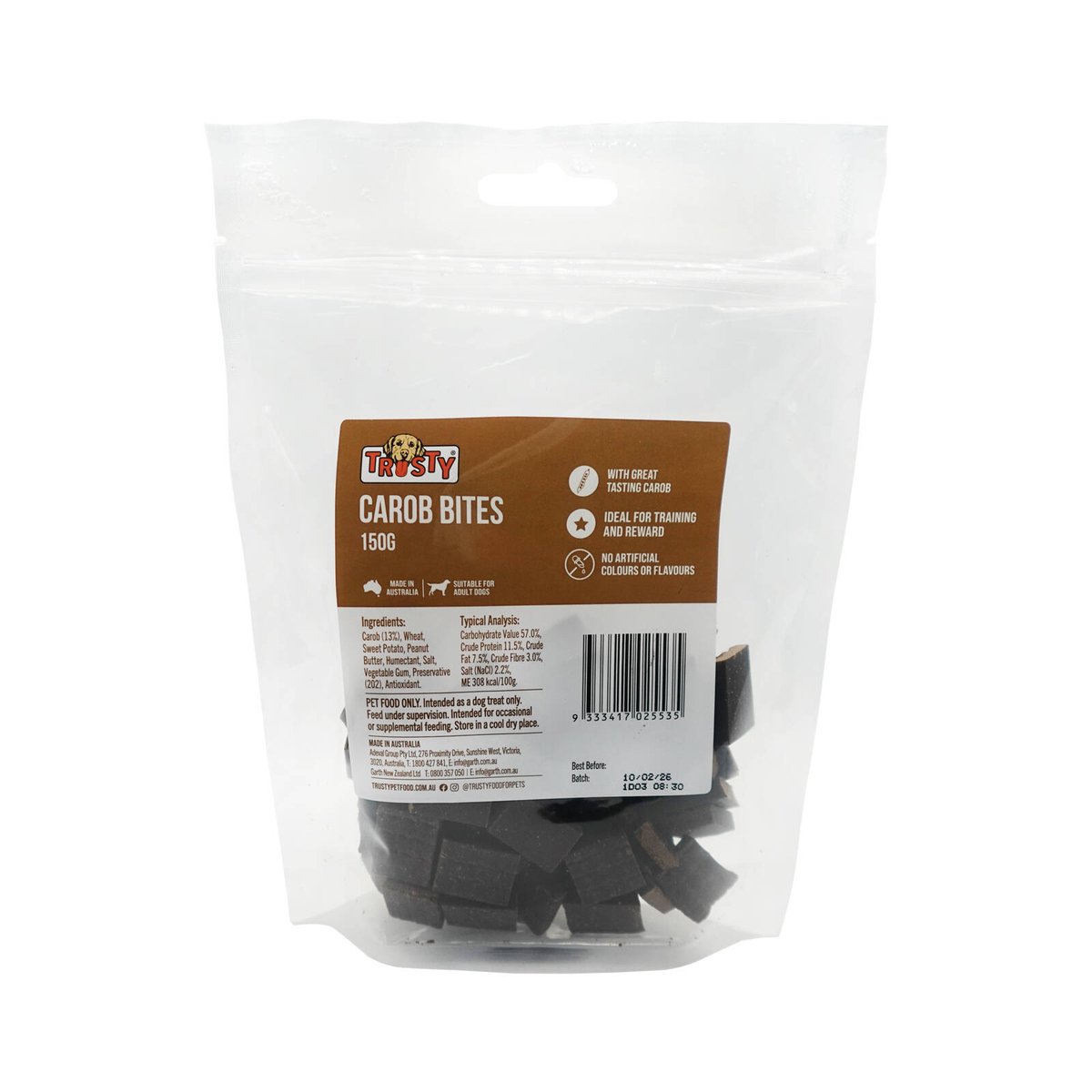 Trusty Carob Bites Dog Treats - 150g - All-Natural Training Treats