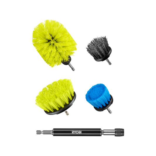Ryobi 5 Piece Drill Brush Set - 285mm x 90mm x 218mm - Versatile Cleaning Tools