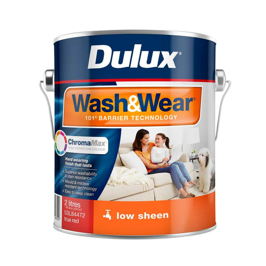 Dulux True Red Low Sheen Interior Paint 2L - Wash Wear - Low VOC - Mould Resistant - Auzzistore