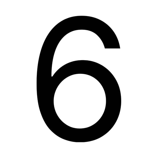 Numero Black Vinyl Transfer 6 - Self-Adhesive House Number - 43mm x 65mm - Black - Weatherproof - Auzzistore