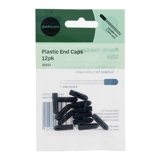 Garden Zen Plastic End Caps 12 Pack - 3.2mm - Black - Neat Finish - Auzzistore