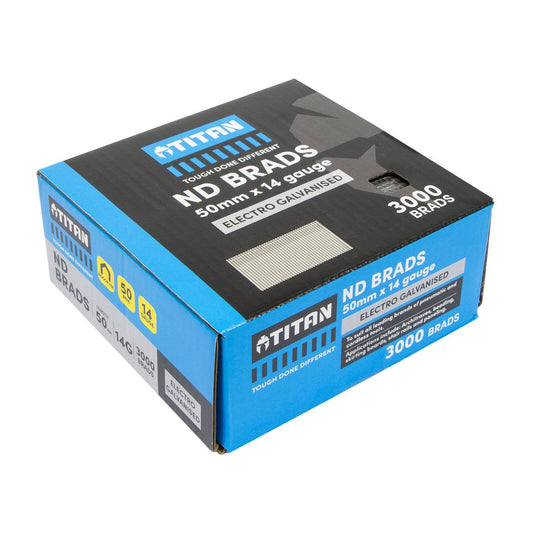 Titan 50mm 14 Gauge Electro Galvanised Straight Collated Nail Brads Pack 3000 - Chisel Point - Corrosion Resistant – view 2 - Auzzistore