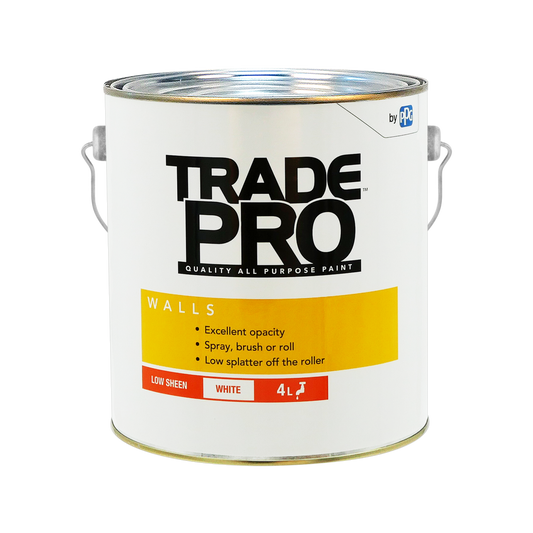 PPG Paint - TradePro Low Sheen Interior Walls - 4L - White - Washable Finish - Auzzistore
