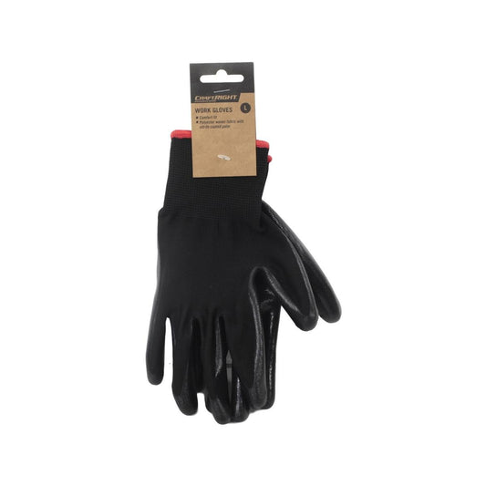 Craftright Nitrile Glove - Large - Polyester Cotton - Nonslip Grip - Auzzistore