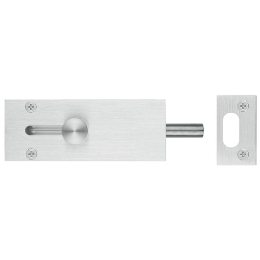 Delf Door Drop Bolt - 100mm Satin Chrome - Zinc Alloy - Modern Design - Auzzistore