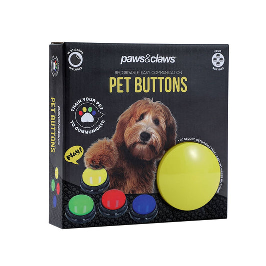 Paws Claws Pet Talking Buttons 4 Pack - Recordable Communication - 850mm x 40mm