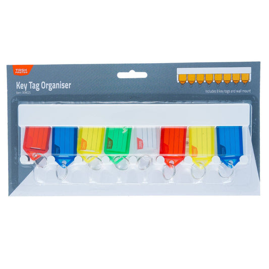 Taskmaster Key Tag Organiser 8 Pack - Key Tags - Assorted Colours - Durable