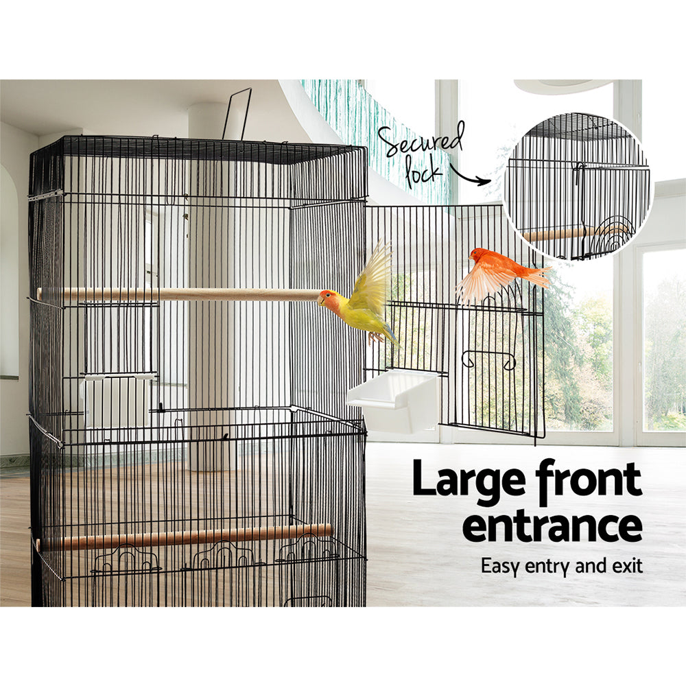 i.Pet Medium Bird Cage with Perch - Black | Auzzi Store