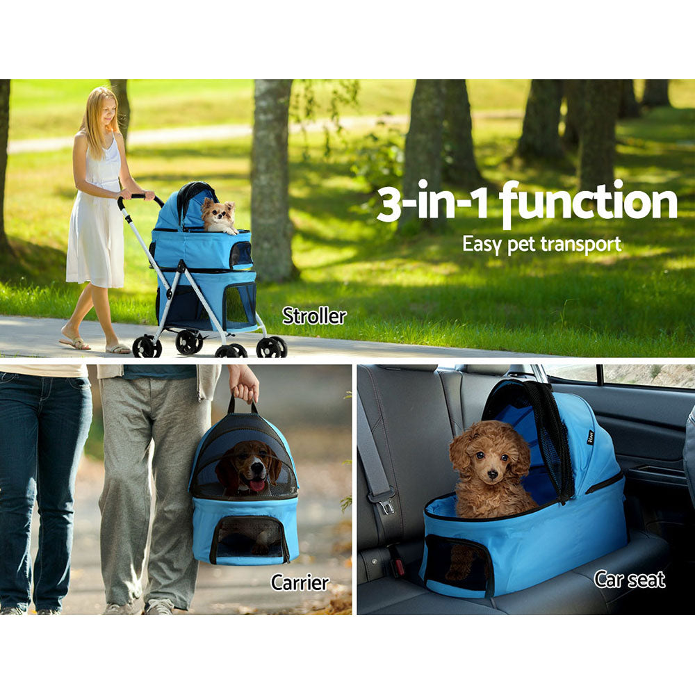 i.Pet Pet Stroller Dog Pram Large Cat Carrier Travel Foldable 4 Wheels Double | Auzzi Store