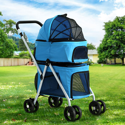 i.Pet Pet Stroller Dog Pram Large Cat Carrier Travel Foldable 4 Wheels Double | Auzzi Store