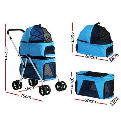 i.Pet Pet Stroller Dog Pram Large Cat Carrier Travel Foldable 4 Wheels Double | Auzzi Store