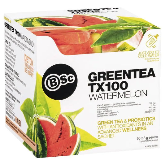 BSc Green Tea TX100 Watermelon 60 x 3g - Natural Antioxidant Boost