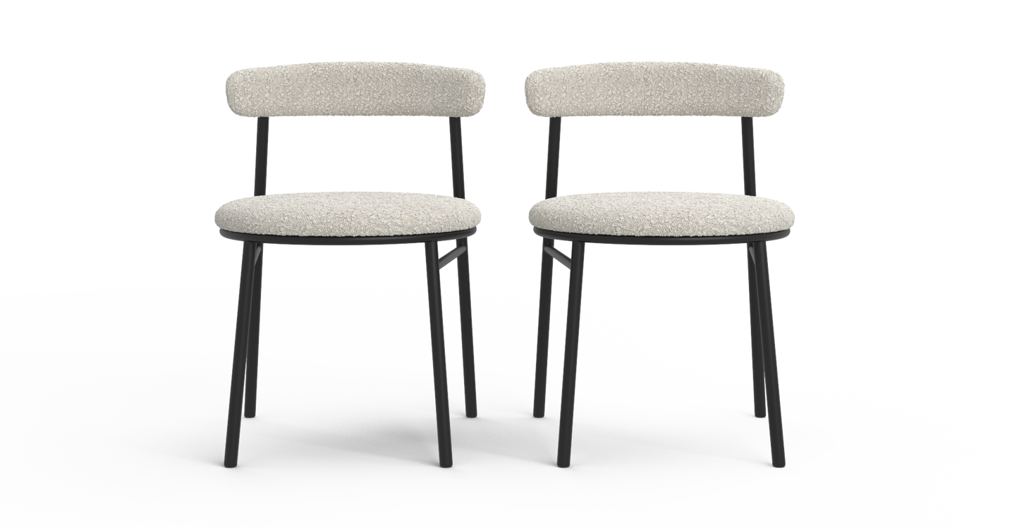 Brosa Lancel Set of 2 Dining Chairs - Light Cream Boucle