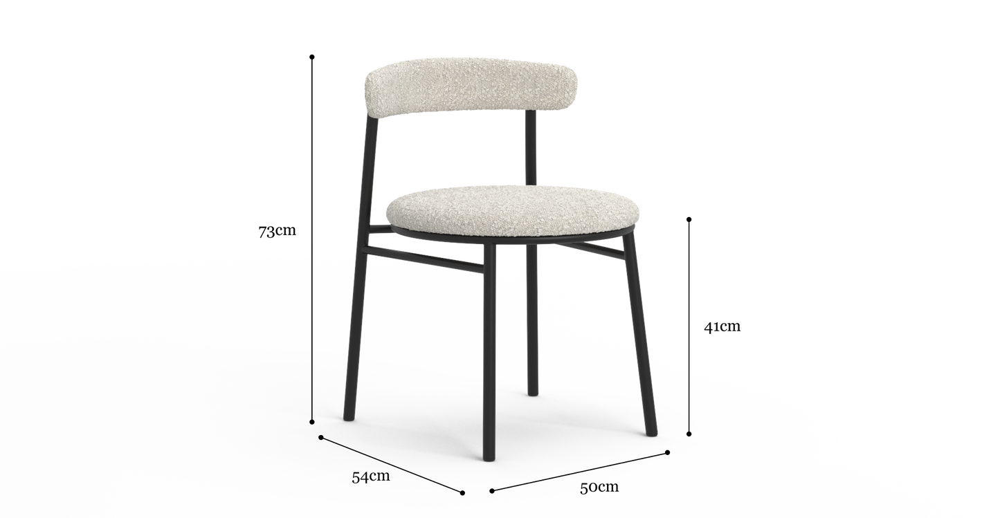 Brosa Lancel Set of 2 Dining Chairs - Light Cream Boucle