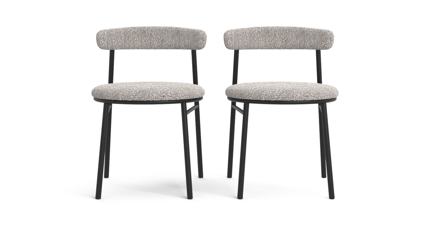 Brosa Lancel Set of 2 Dining Chairs - Pebbled Sand Boucle