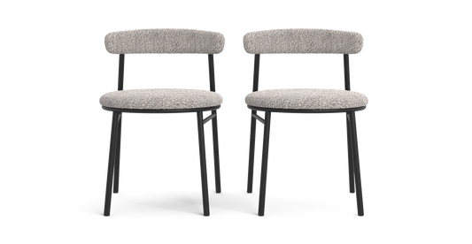 Brosa Lancel Set of 2 Dining Chairs - Pebbled Sand Boucle