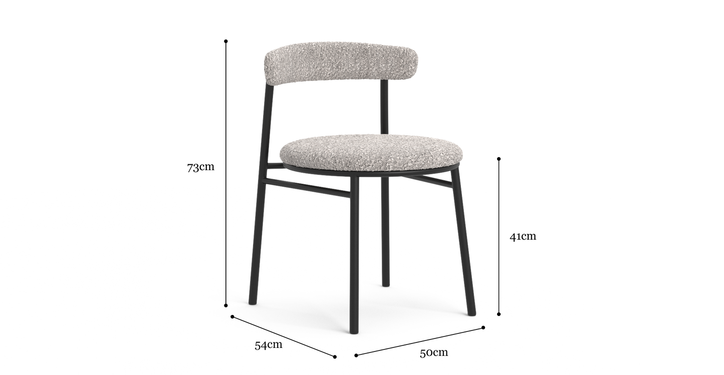 Brosa Lancel Set of 2 Dining Chairs - Pebbled Sand Boucle