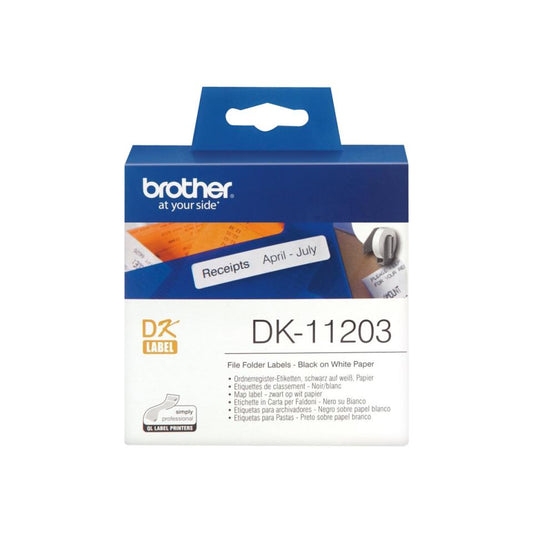 BROTHER DK11203 White File Folder Labels 17mm X 87mm 300 Labels