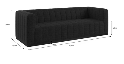 Brosa Lulu 3 Seater Sofa  - Stone Black)
