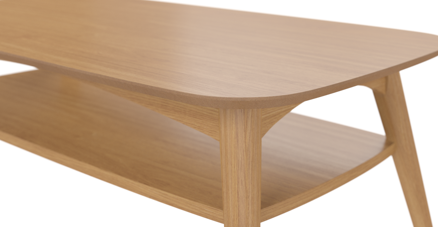 Brosa Mia Coffee Table with Shelf  - Scandi Oak)