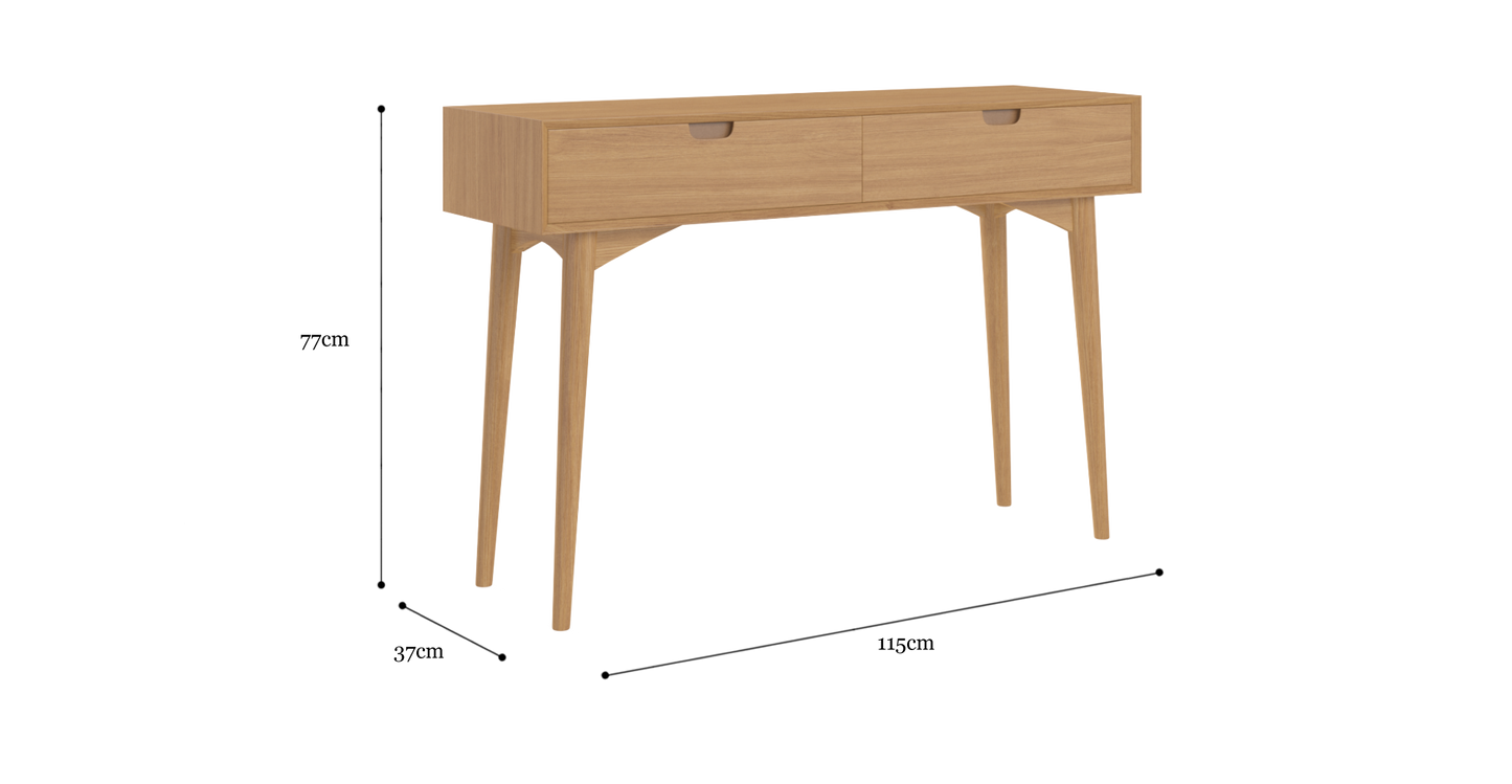 Brosa Mia Console Table with Drawers (Scandi Oak)