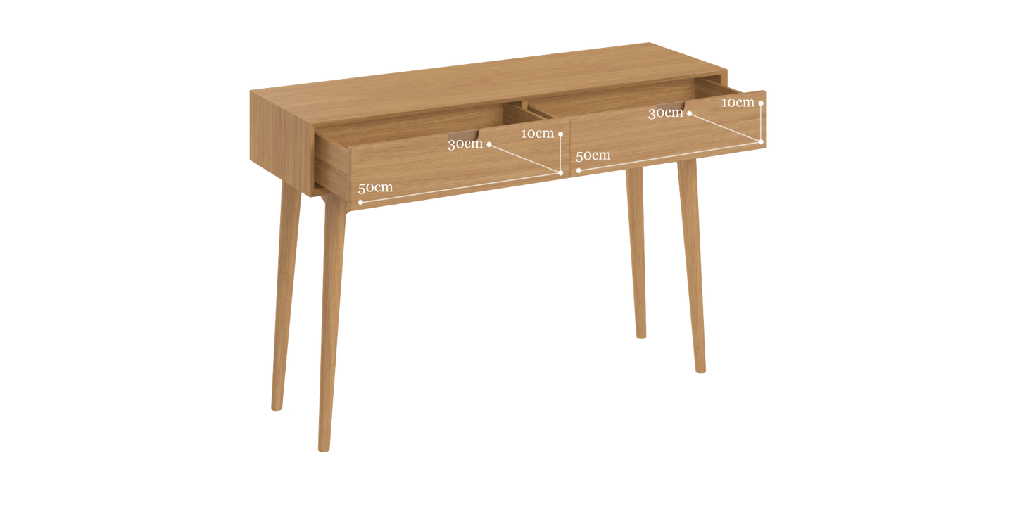 Brosa Mia Console Table with Drawers (Scandi Oak)