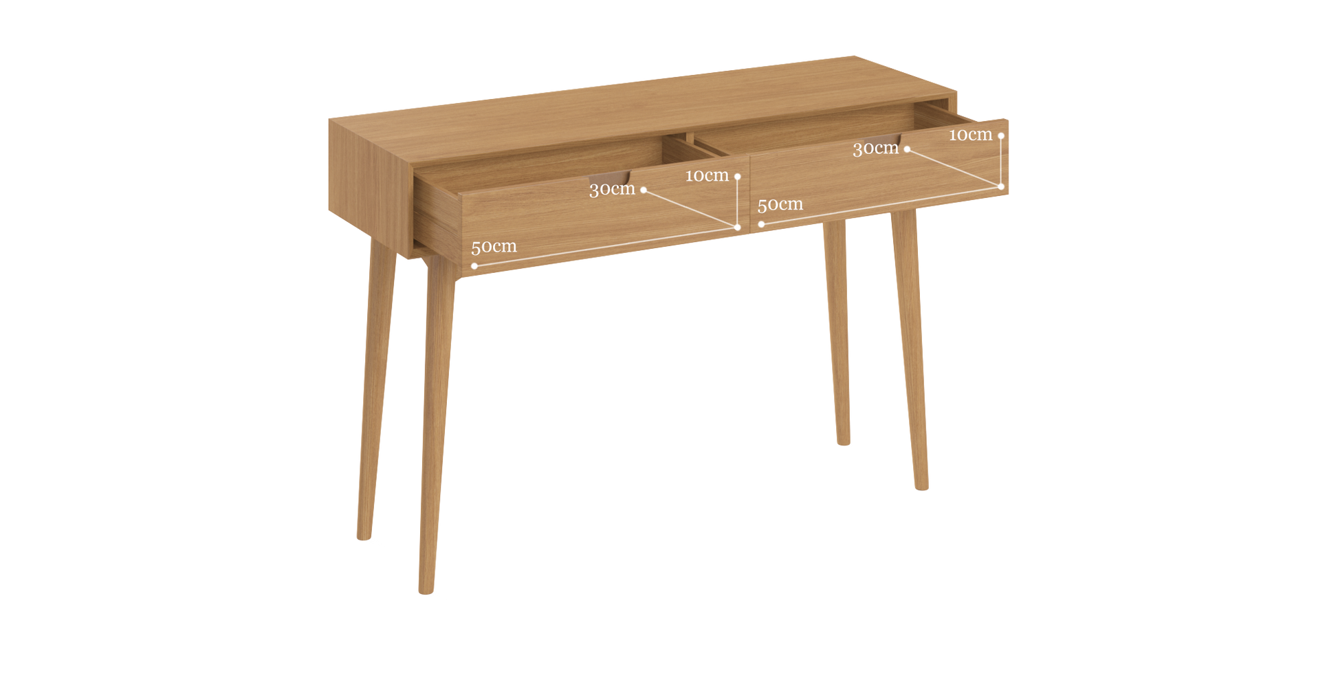 Brosa Mia Console Table with Drawers (Scandi Oak)