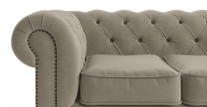 Brosa Notting Hill Velvet Chesterfield 3 Seater Sofa (Putty Beige)