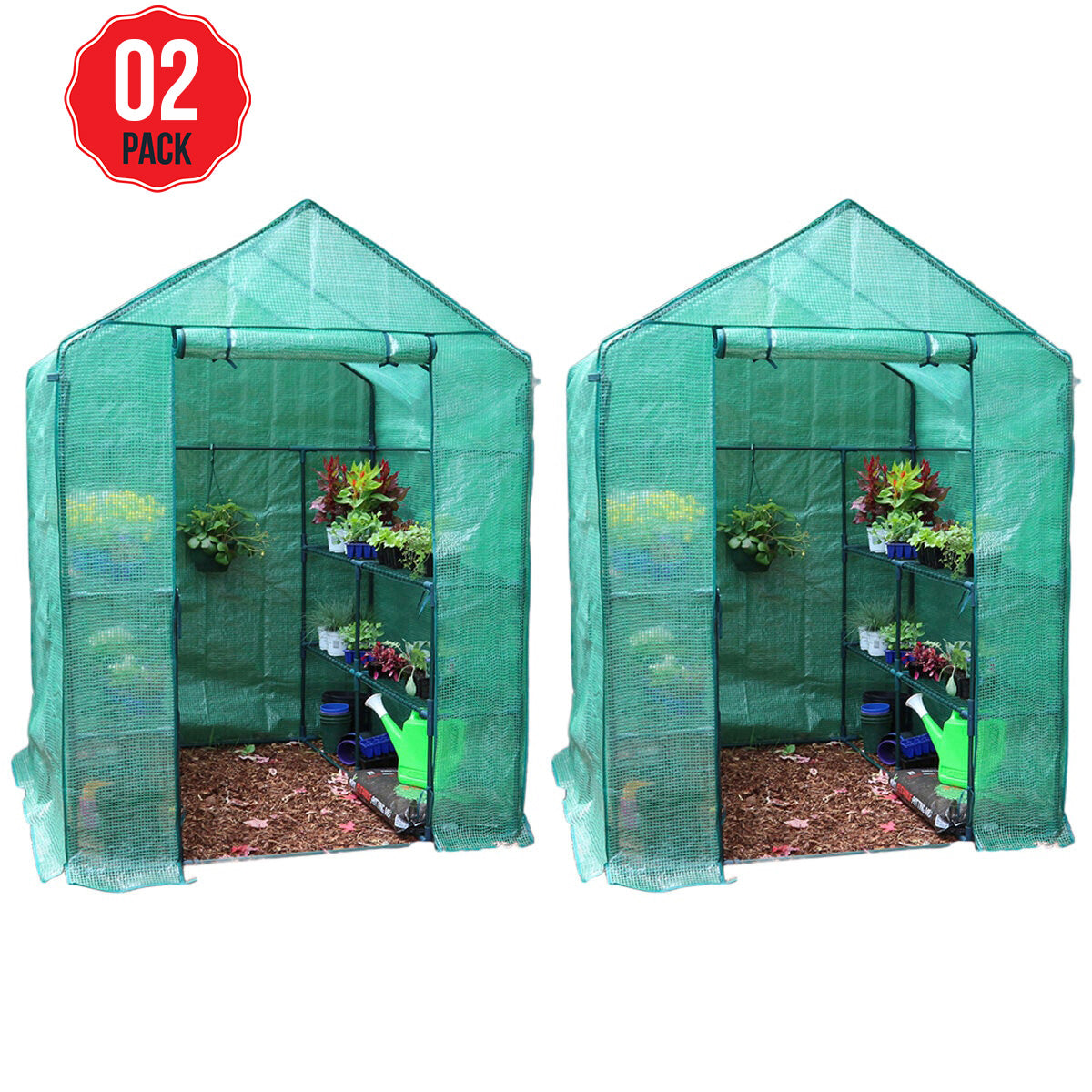 Greenlife Large Walk-in Greenhouse Twin Pack With PE Cover 195 x 143 x 143cm
