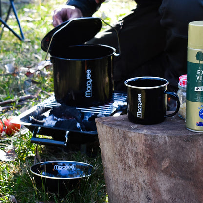 Marquee 12 Piece Enamel Dinner Set - Durable, Dishwasher & Freezer Safe, Indoor/Outdoor Use
