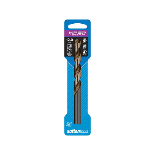Sutton Tools 12.0mm Cobalt Jobber Drill Bit - 118° Split Point, Versatile Use, Extended Life