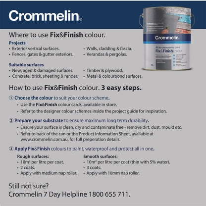 Crommelin 10L Red Fox Waterproof Exterior Paint - Fix & Finish, UV Resistant, Low VOC