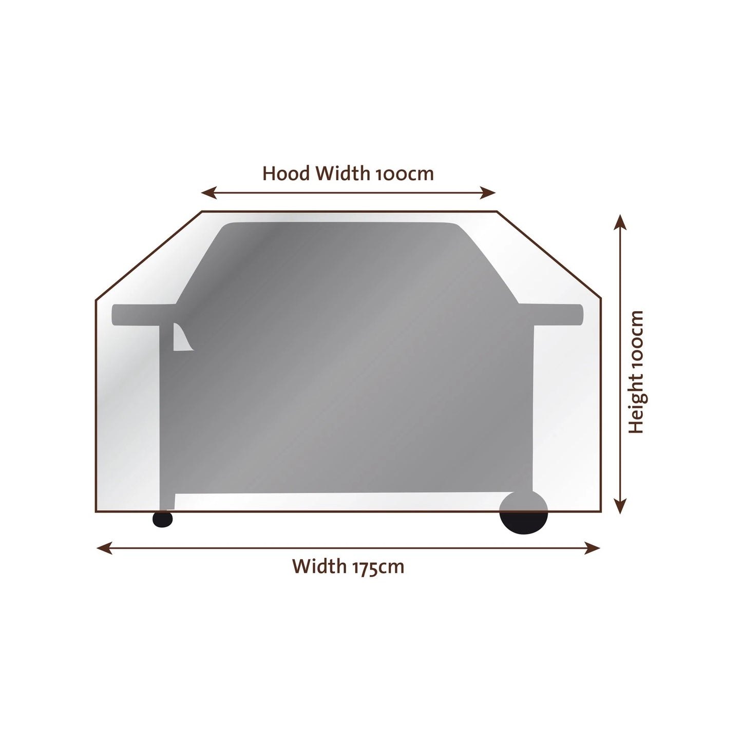 Jumbuck Black 6 Burner Hooded BBQ Cover, UV & Water Resistant, 175x65x100 cm