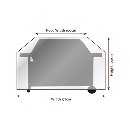 Jumbuck Black 6 Burner Hooded BBQ Cover, UV & Water Resistant, 175x65x100 cm