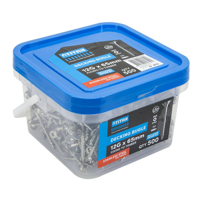 Titan 12G x 65mm Decking Bugle Screws 304 Stainless Steel Pack of 500