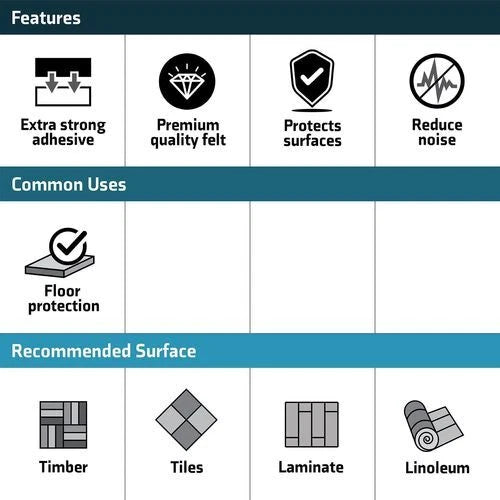 Surface Gard Latex-Infused Felt Pads 10mm White Round 75pcs for Furniture Protection