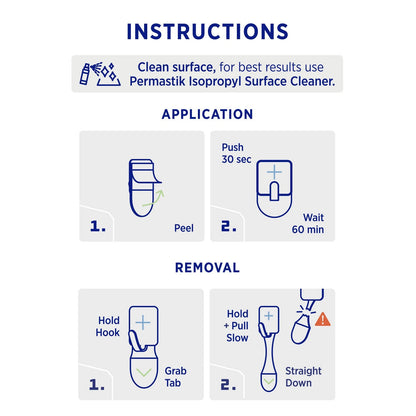 Permastik Small Steel Square Hooks 9 Pack - Strong Hold, No Damage, Easy to Use