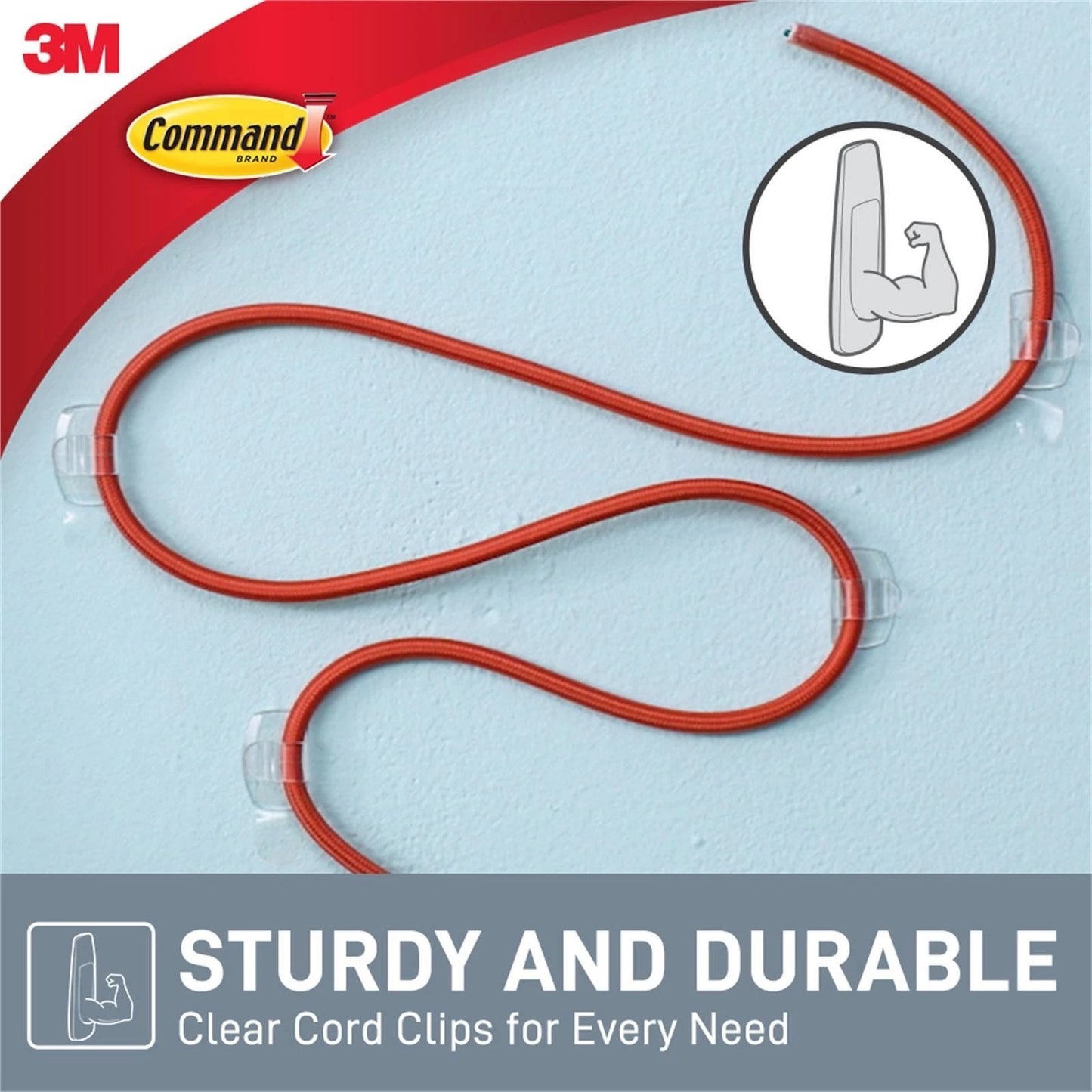 Command™ Clear Adhesive Cord Clips - 4 Pack, Damage-Free, Holds Cords Up to 5mm