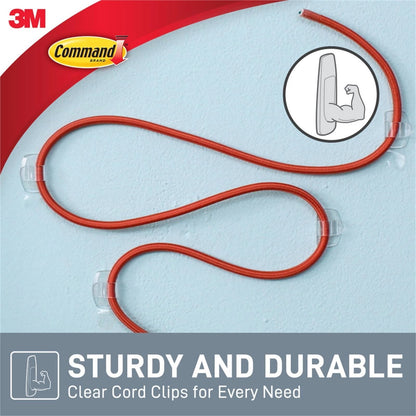 Command™ Clear Adhesive Cord Clips - 4 Pack, Damage-Free, Holds Cords Up to 5mm