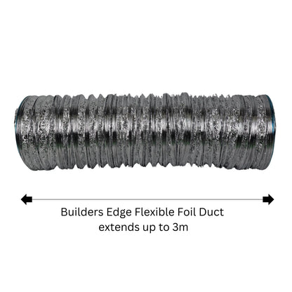 Builders Edge 100mm x 3m Flexible Duct, Aluminium, UL 181 Compliant, AS4254 Certified